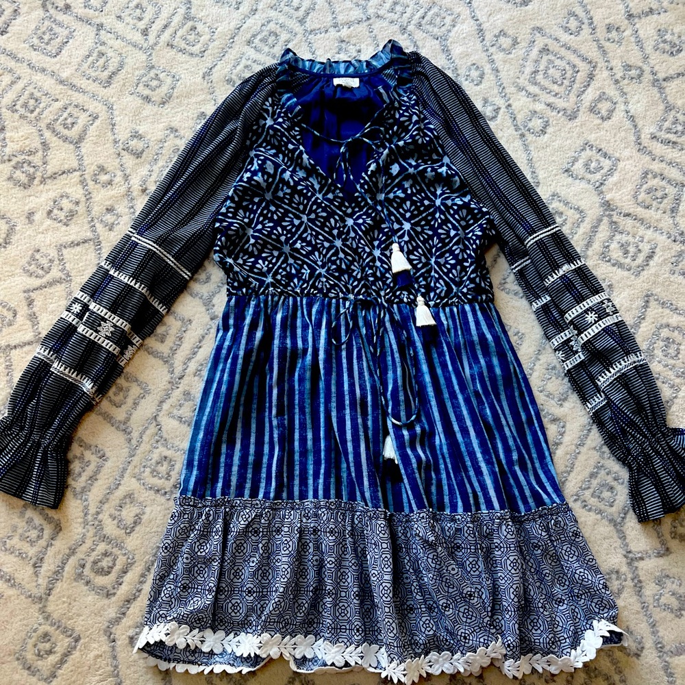 Hermant & Nandita blue and white dress